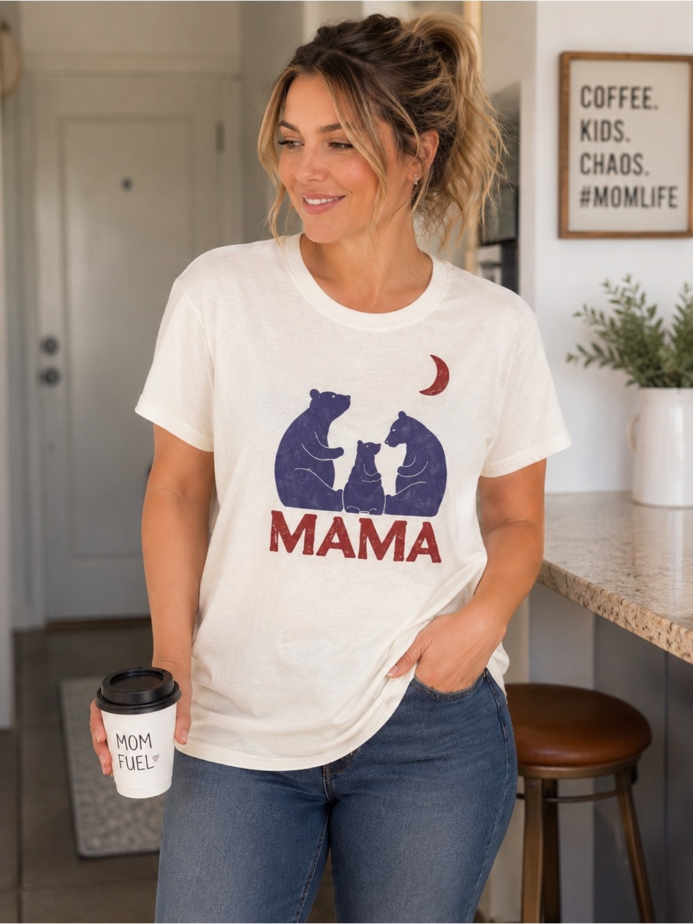 Old Navy MAMA Bear Tee NWT Relaxed Graphic Shirt Casual Mom Life Women Medium